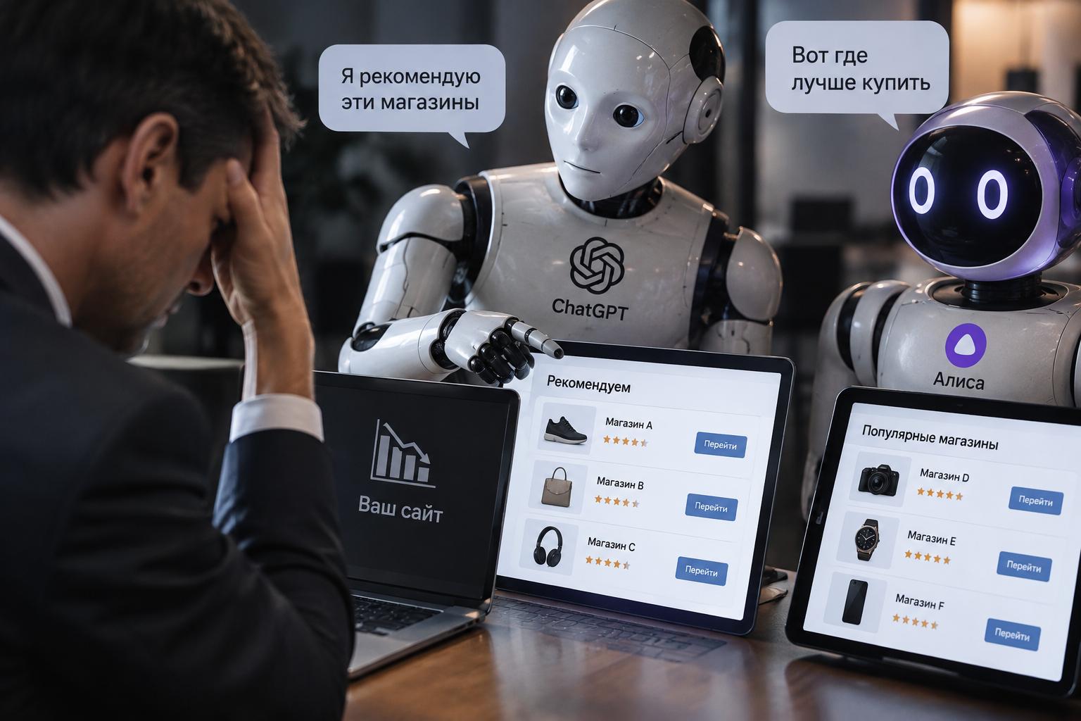 Нейросети продают ваш товар конкурентам: почему ChatGPT и Алиса не советуют ваш сайт